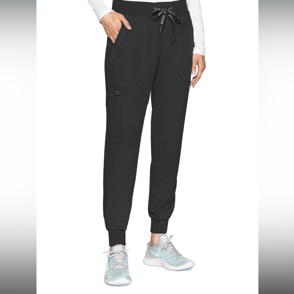 Med Couture Scrub Set Black V-Neck Top Yoga Waist Jogger Pant